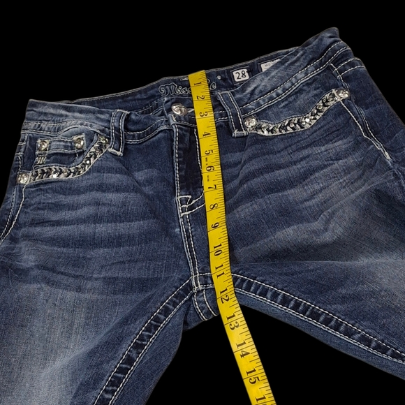 Miss Me Easy Straight Embellished Mid-Rise Blue Jeans Women Size 28 - Picture 12 of 16